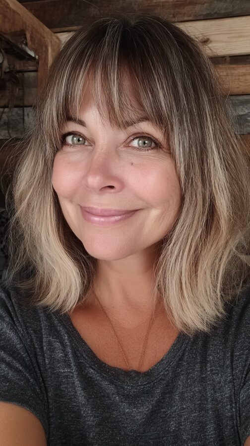 25 Slimming Medium-Length Haircuts for Women Over 50 with Round Faces