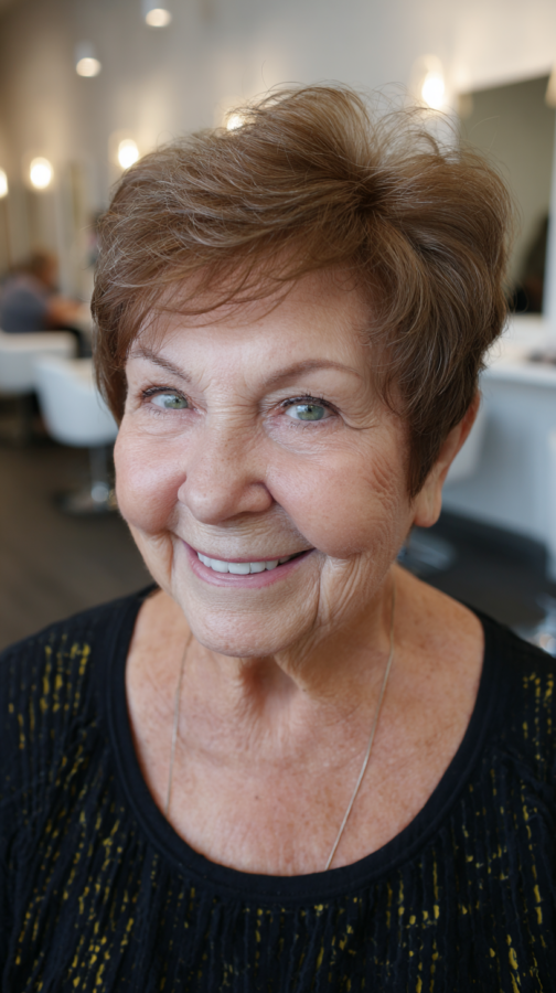25 Charming Side-Parted Classic Crop Haircuts for Plus Size Women Over 70